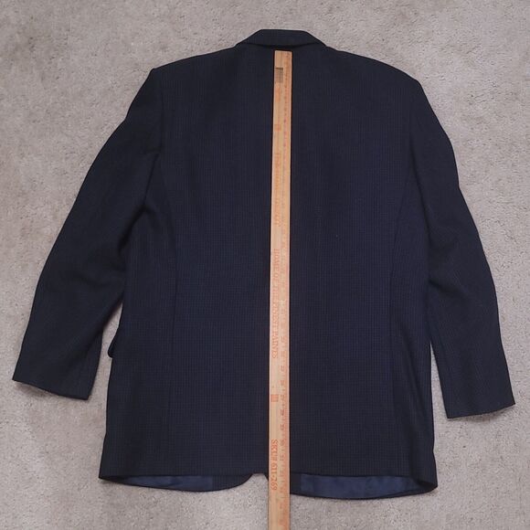 Oscar de la Renta Blazer Men 44L Blue Plaid Wool Sportscoat Jacket - Picture 13 of 16